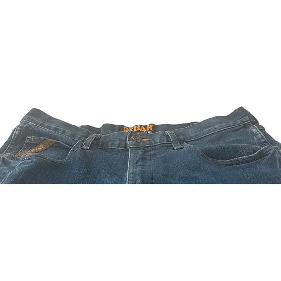 ARIAT REBAR M5 STRAIGHT SLIM HI-RISE DISTRESSED JEANS, MENS, 35X32, DENIM BLUE - Picture 2 of 12